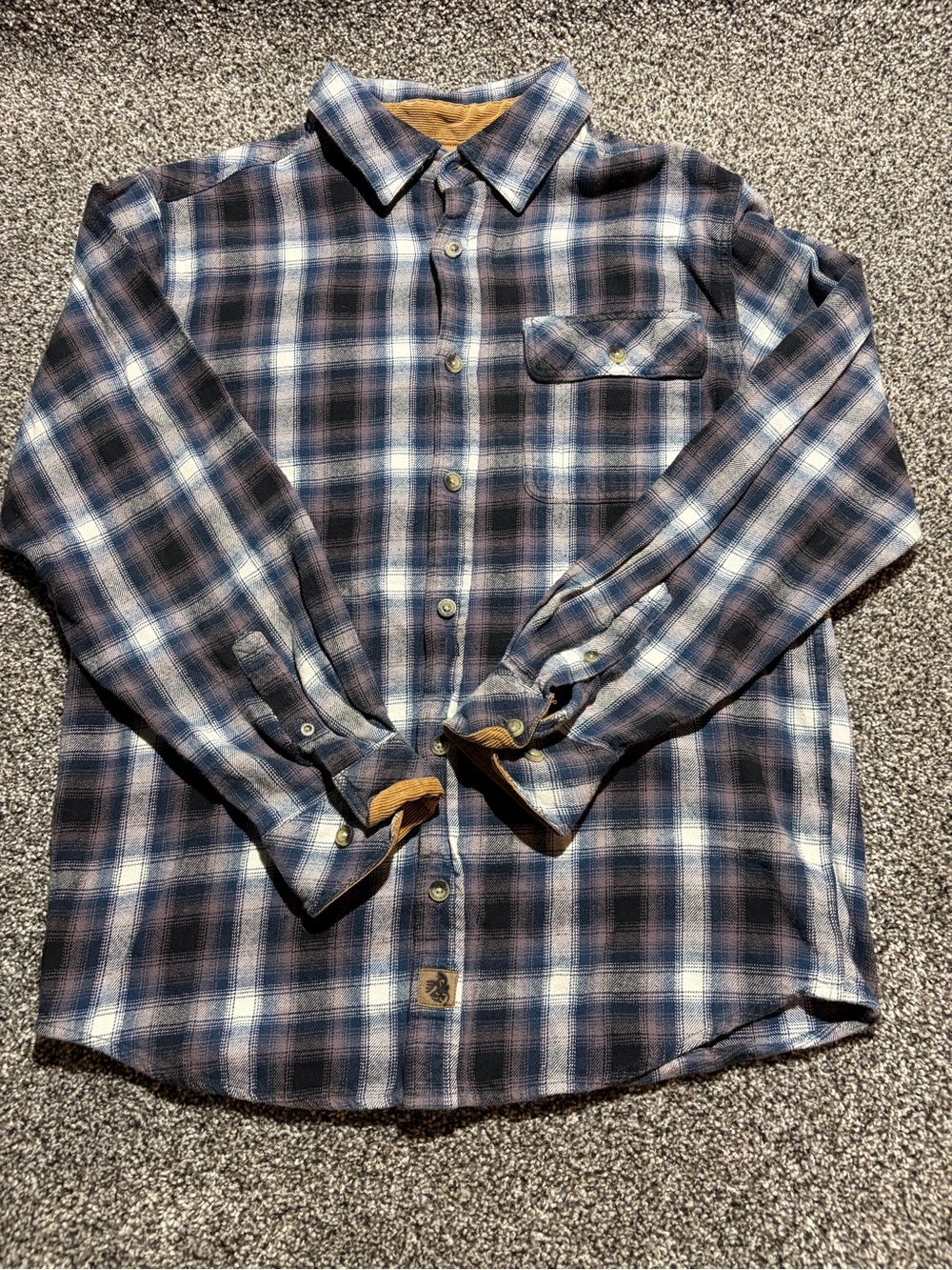 Legendary Whitetails Navy and White Plaid Button-Down Flannel